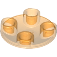 Lego destička kulatá 2x2 hladká invertovaná, průhledná oranžová (4264008, 4278409, 6171727)